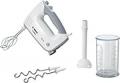 Bosch hand stirrer ErgoMixx MFQ36440, 2 whisks, 2 stainless steel dough hooks, blender, cup, dishwasher safe, 5 steps plus turbo stage, 450 W, white 220-240 volts Not FOR USA