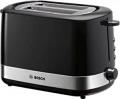Bosch compact toaster TAT7403, integrated stainless steel bread roll attachment, with automatic switch-off, with thawing function, perfect for 2 slices of toast, wide, lift function, bread centering, 800 W, black 220-240 volts Not FOR USA