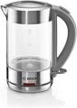 Bosch cordless kettle TWK7090B, automatic switch-off, overheat protection, easy operation, heat-resistant glass, 1.5 L, 2200 W, stainless steel 220-240 volts Not FOR USA