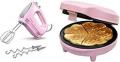 Bosch MFQ2210K Hand Stirrer, Clever Mixx Fun, 375 W, gentle pink & Bestron waffle iron for classic heart waffles, Retro Design, Sweet Dreams, 700 Watt, Pink 220-240 volts Not FOR USA