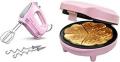 Bosch MFQ2210K Hand Stirrer, Clever Mixx Fun, 375 W, gentle pink & Bestron waffle iron for classic heart waffles, Retro Design, Sweet Dreams, 700 Watt, Pink 220-240 volts Not FOR USA