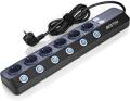 Bestek Power Strip, 6-Way Multi-Socket, 4 USB Power Strip, Socket Splitter with 900 J Surge Protection, Single Switch, Wall-Mounted, 3600 W, MRJ6404 220-240 volts Not FOR USA