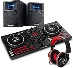 Numark DJ Full Pro Package - Mixtrack Pro FX DJ Controller Desk with 2-Deck Control, Integrated Audio Interface, Two 60 Watt Full-Range Desktop Monitors and HF175 Headphones in Closed Design 220-240 volts Not FOR USA