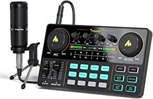 Maono DJ Controller Interface with DJ Mixer and Sound Card, AM200-S1 Audio Interface ALL-IN-ONE Podcast Production Studio with 16mm Large Diaphragm Microphone for Live Streaming, PC, Recording 220-240 volts Not FOR USA