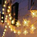 LED Light Curtain, 19.8 ft x 9.85 ft, Fairy Lights, Star Fairy Lights, 10 m, 70 LEDs, Suitable for Indoor and Outdoor Use, Bedroom, Wedding, Party, Christmas Tree, Garden Decoration, Warm White 220-240 volts Not FOR USA