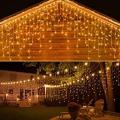 Light Curtain Outdoor Fairy Lights 10 m 400 LED, Warm White Icicle Light Curtain Indoor Fairy Lights Garden IP44 Waterproof for Christmas Decoration Party Xmas, Wedding, Party 220-240 volts Not FOR USA