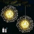 Joycome Pack of 2 Firework Fairy Lights 198 LED Christmas Light Battery Operated 8 Modes Firework Lights with Remote Control Waterproof Christmas Decoration Light for Outdoor Indoor Party (Warm White) 220-240 volts Not FOR USA