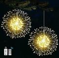 Joycome Pack of 2 Firework Fairy Lights 198 LED Christmas Light Battery Operated 8 Modes Firework Lights with Remote Control Waterproof Christmas Decoration Light for Outdoor Indoor Party (Warm White) 220-240 volts Not FOR USA