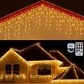 20 m 540 LEDs Light Curtain Icicle Fairy Lights Outdoor Christmas Icicle Fairy Lights with 108 Drops, Indoor Easter Holiday Wedding Decorations, Warm White NOT FOR USA