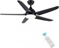 CJOY Ceiling Fan with Lamp, Ceiling Fan with Light and Remote Control 52 Inches Flat Black AC Motor / 5 Blades Led Lights Ceiling 24W Silent Dimmable Modern NOT FOR USA