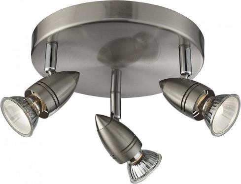 Lighting Collection 3 Lights Round Plate GU10 Adjustable Heads Spotlight, Satin Silver 220 volts not for usa