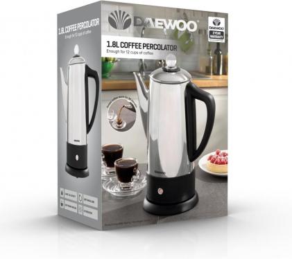 Daewoo Coffee Percolator, Moka Pot 1.8 Litres, 12 Cups 220-240 volts
