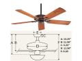 Hunter HUE24324AB Ceiling Fan - Antique Brass 220-240V 50HZ NOT FOR USA