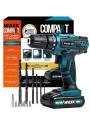 MYLEK 18V Cordless Drill - Lithium Ion Drills Driver Screwdriver Set - 13 Piece Combi Accessory Kit - LED Worklight, 18 Volts Blue/Black 220-240 volts