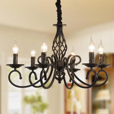 Ganeed 6 Lights French Country Antique Black 220Volts NOT FOR USA