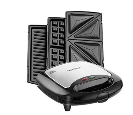 VonShef 2000120 Three-in-One Sandwich / Waffle Maker / Grill for 220 Volts