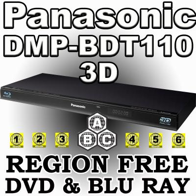 Panasonic DMP-BDT110 3D Multi Zone All Region Code Free DVD Blu Ray Player for 110-220 volts