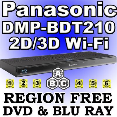 Panasonic DMP-BDT210 3D Multi Zone All Region Code Free DVD Blu Ray Player for 110-220 volts